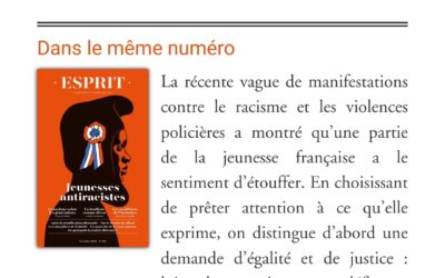 « L’Extime des téléconsultations », Revue ESPRIT, novembre 2020.