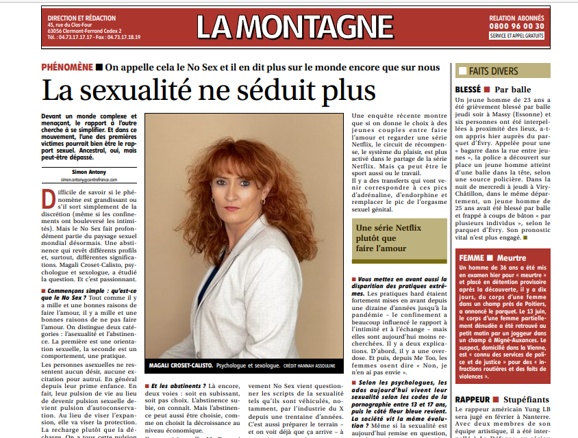 Interview de M. Croset-Calisto pour le journal La Montagne, par S. Antony, 25 juin 2023.
